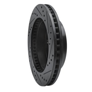Dodge Ramcharger Brake Rotor (1) - Front Left - R1 Concepts - Drilled & Slotted - Black - `00-`02